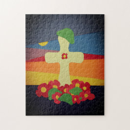 Puzzle Jour du Souvenir Soldat Tombé Grave Red Poppies