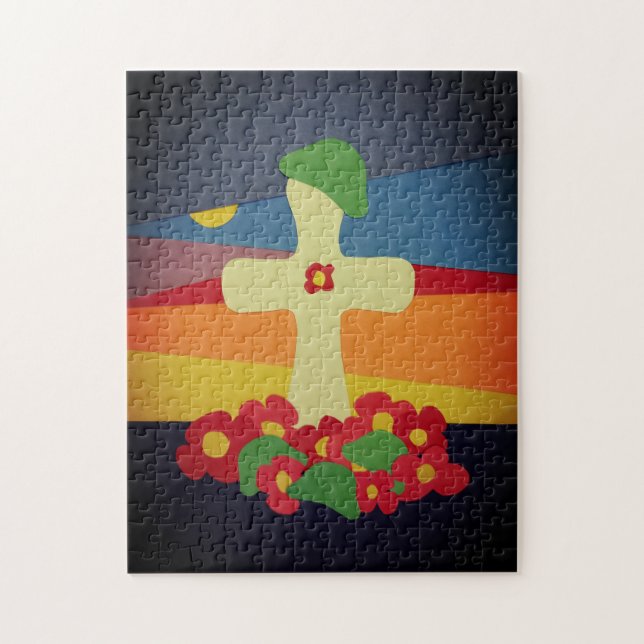 Puzzle Jour du Souvenir Soldat Tombé Grave Red Poppies (Vertical)