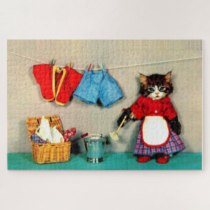 Puzzle journée de lessive pour tabby kitten