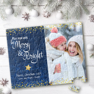 Puzzle Jours Joyeux Photo Fête de Noël Script Lumineux