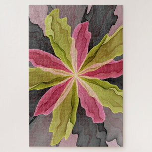 Puzzle Joy, Vert rose Anthracite Imaginaire Fleur Fractal