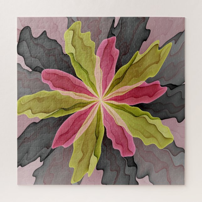 Puzzle Joy, Vert rose Anthracite Imaginaire Fleur Fractal (Vertical)