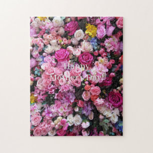 Puzzle Joyeuse fête des mères ou votre texte Roses roses