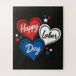 Puzzle Joyeuse fête du Travail Cœurs Patriotes Rouge Blan