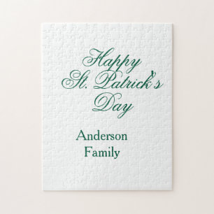 Puzzle Joyeuse Saint-Patrick famille nom vert minimal