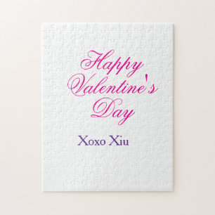 Puzzle Joyeuse Saint-Valentin rose violet xoxo amour nom
