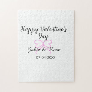 Puzzle Joyeuse Saint-Valentin ruban bow nom date sty
