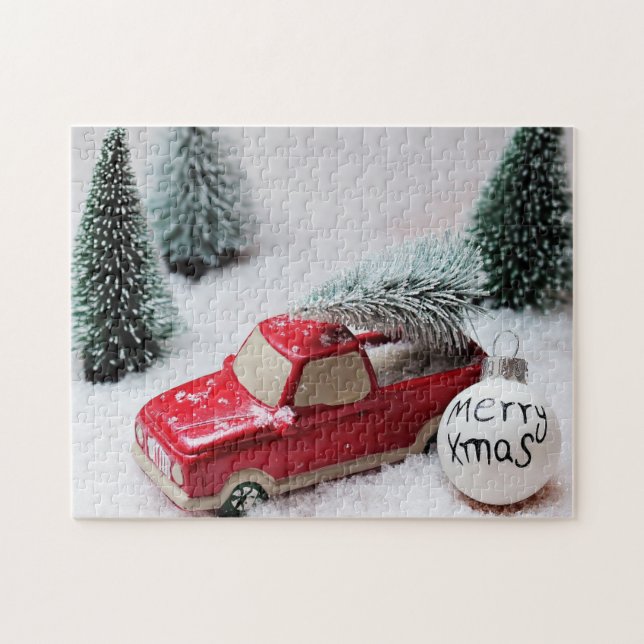 Puzzle Joyeuse voiture de Noël (Horizontal)