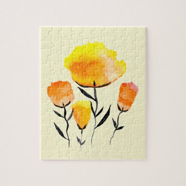 Puzzle Joyeuses fleurs orange et jaune (Vertical)