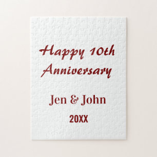 Puzzle Joyeux 10ème anniversaire de mariage mauve nom sim