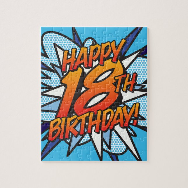 Puzzle Joyeux 18e ANNIVERSAIRE Bande dessinée rétro amusa (Vertical)