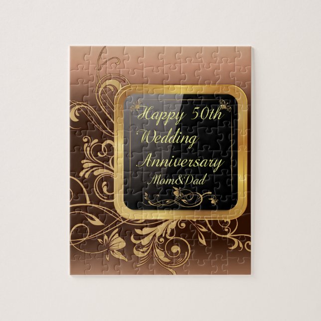 Puzzle Joyeux 50e anniversaire Mariage Semelle multiprodu (Vertical)