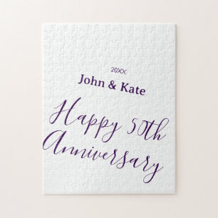 Puzzle Joyeux 50e anniversaire nom violet année simple 