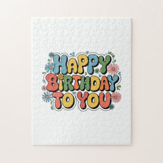 Puzzle Joyeux Anniversaire Floral Groovy