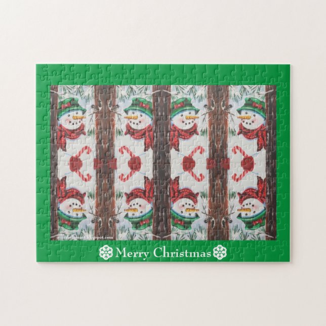 Puzzle Joyeux bonhomme de neige de Noël (Horizontal)