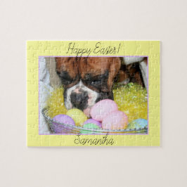 Puzzle Joyeux chien de boxeur de Pâques personnalisées pu