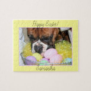 Puzzle Joyeux chien de boxeur de Pâques personnalisées pu