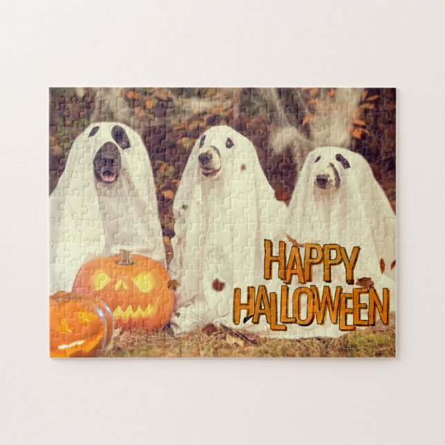 Puzzle Joyeux Chiens mignons d'Halloween en costumes fant (Horizontal)