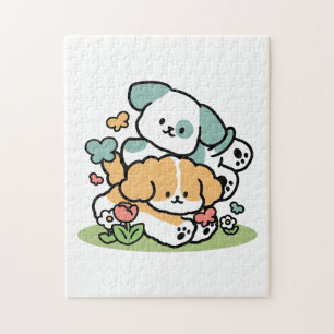 Puzzle Joyeux Chiots Arrivés En Mai - Kawaii Dog Art
