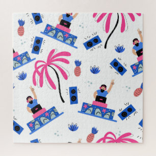 Puzzle Joyeux DJ, motif de plage tropical.