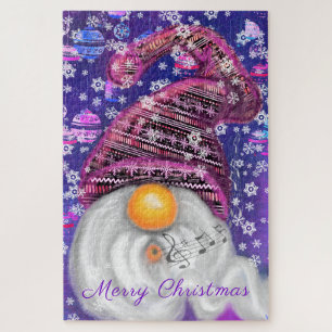 Puzzle Joyeux Gnome En Casquette Violet Chante Une Chanso
