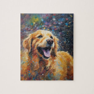Puzzle Joyeux Golden Retriever Dans L'Eau