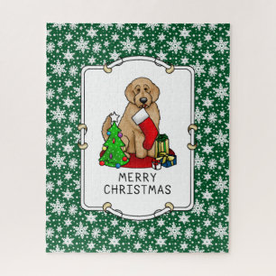 Puzzle Joyeux Noël 2 Goldendoodle (rouge doré) mignonne