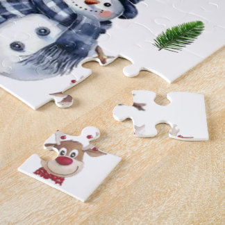 Puzzle Joyeux Noël Bonhomme de neige Canne à bonbon Renne