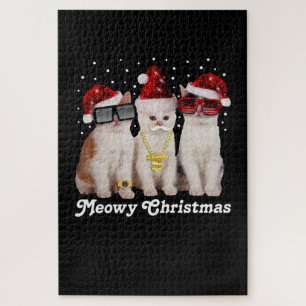Puzzle Joyeux Noël Cute Chat avec Père Noël