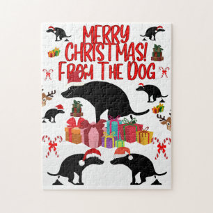 Puzzle Joyeux Noël du chien qui fait caca - Drôle de fête
