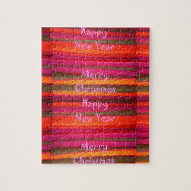 Puzzle Joyeux Noël Joyeux Nouvel An Toile Design couleur (Vertical)