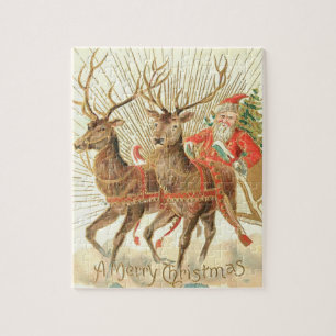 Puzzle Joyeux Noël (Père Noël et son renne)