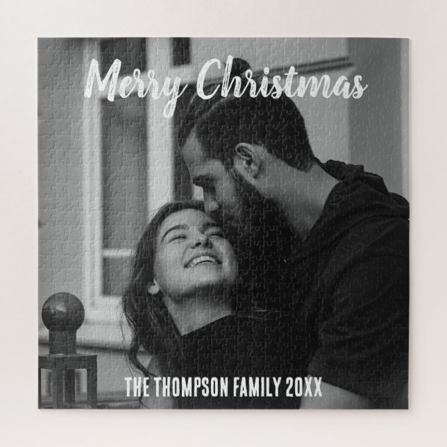 Puzzle Joyeux Noël stylisé noir et blanc script (Vertical)