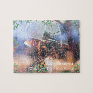 Puzzle Joyeux Noël, votre photo et nom de famille