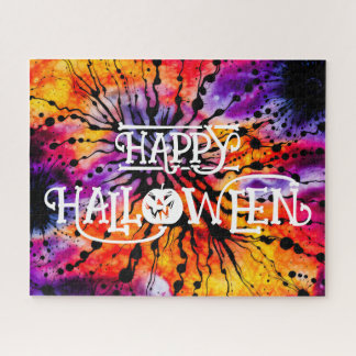 Puzzle Joyeux teint d'Halloween violet orange
