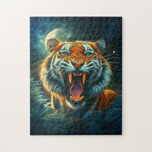 Puzzle Jungle au clair de lune de tigres