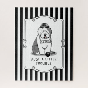 Puzzle Just a Little Trouble Old English Sheepdog Gray 1