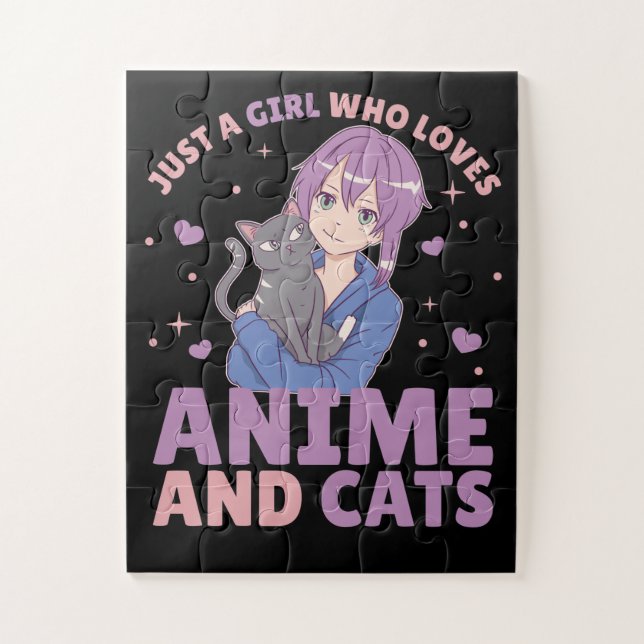 Puzzle Juste Une Fille Qui Aime Anime Et Chats Coeur Mang (Vertical)