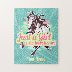 Puzzle Juste Une Fille Qui Aime Les Chevaux Aquarelle Vin