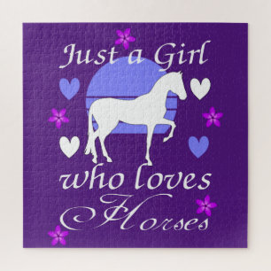 Puzzle Juste une fille qui aime les chevaux en violet