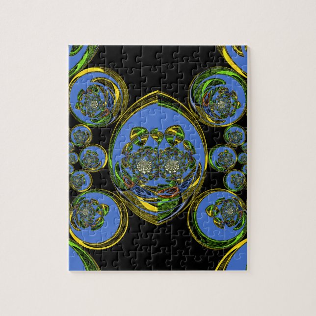 Puzzle Kaleidoscope bleu et jaune Imprimer (Vertical)