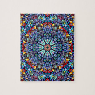 Puzzle Kaléidoscope bleu vintage de fractale de merveill