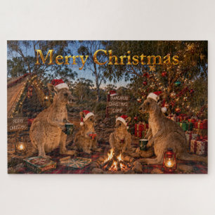 Puzzle Kangourou de Noël en camping