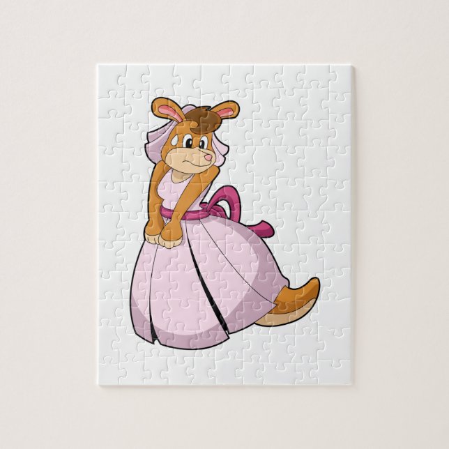 Puzzle Kangourou en mariée avec robe de mariée (Vertical)