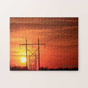 Puzzle Kansas coucher de soleil avec lignes électriques P