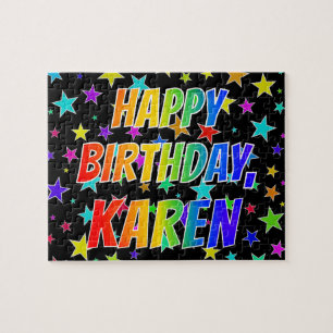 Puzzle "KAREN" Prénom, Amusant "HEUREUX ANNIVERSAIRE"