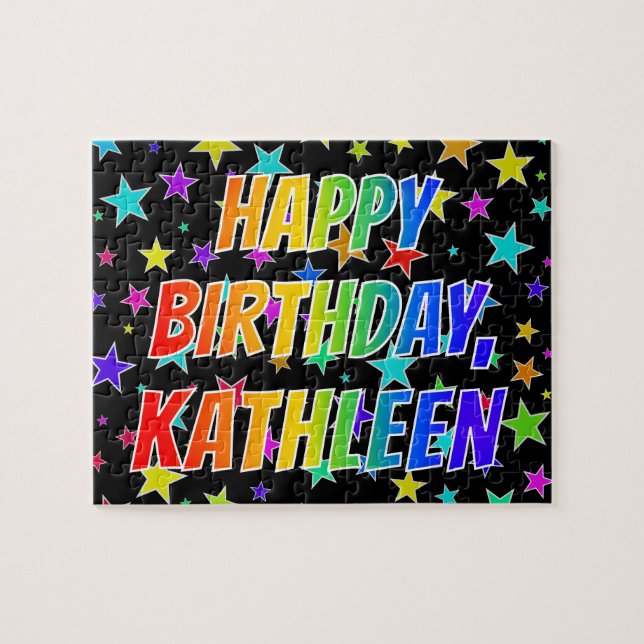 Puzzle "KATHLEEN" Prénom, Amusant "HEUREUX ANNIVERSAIRE" (Horizontal)