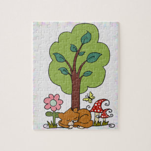 Puzzle Katze unterm Baum