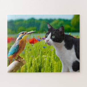 Puzzle-Katze & Vogel