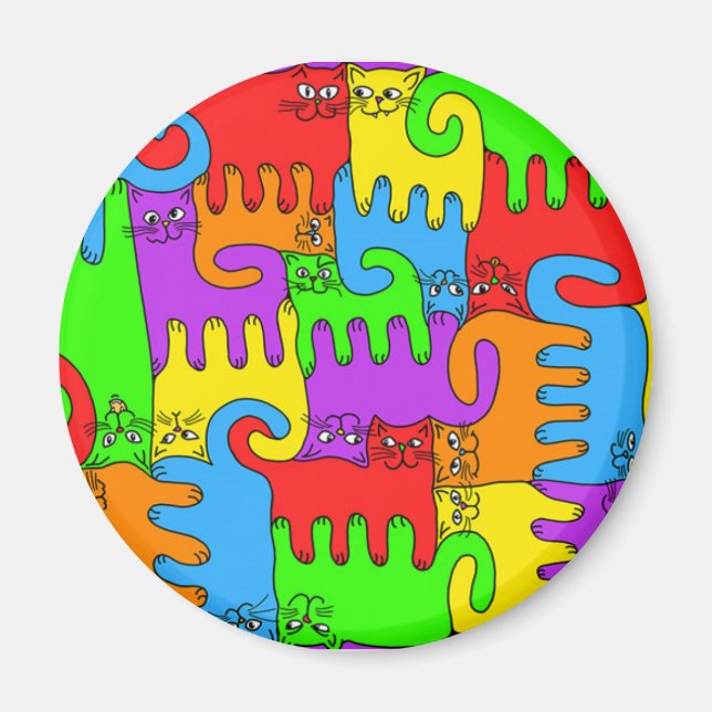 Puzzle Katzen "Rainbow" 1 Magnet (Vorne)